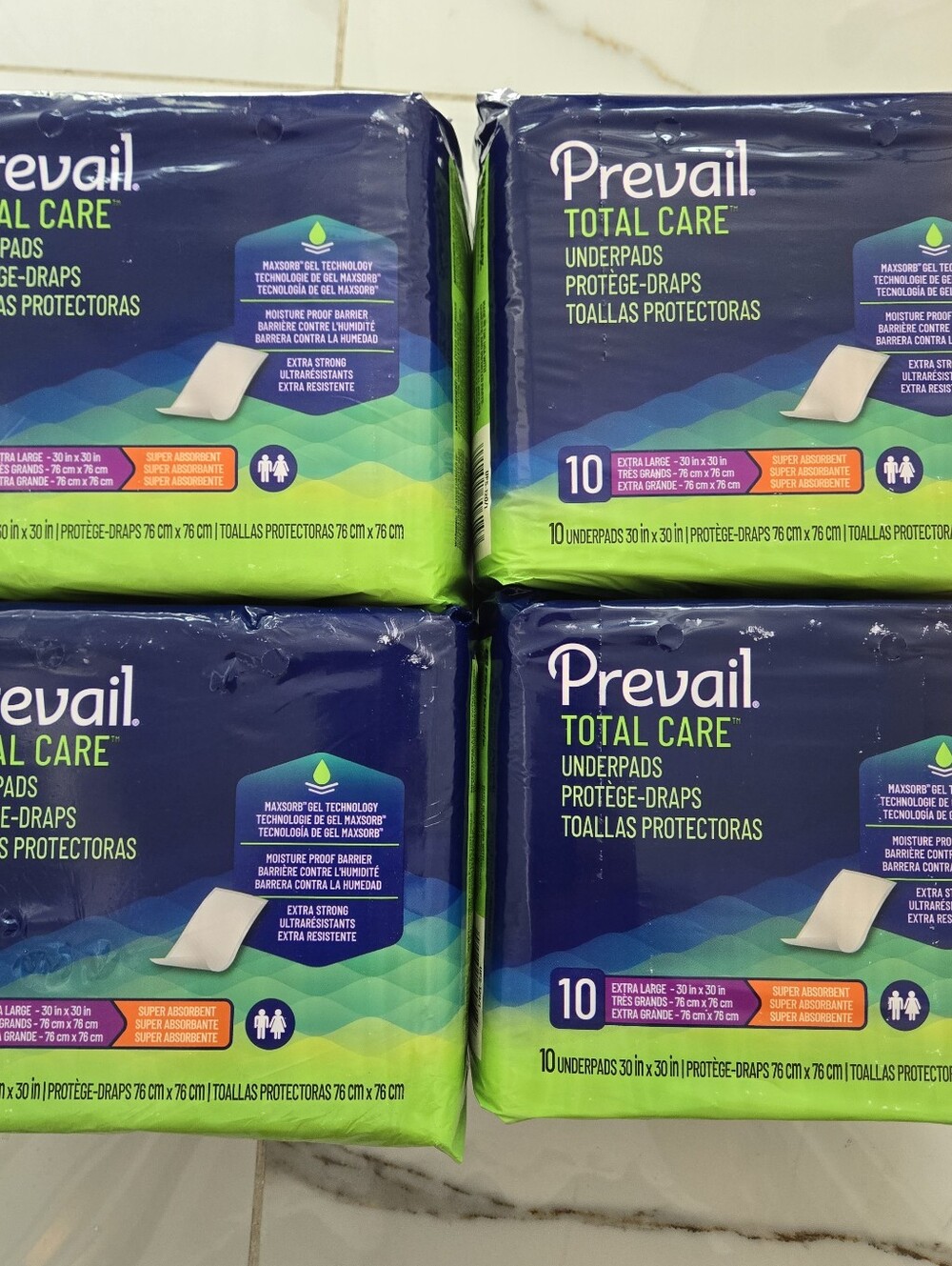 FOUR Packs Of 10 - PREVAIL Underpads Disposable (40qty Total)